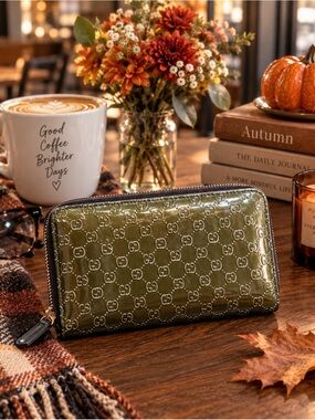 Gucci Microguccissima Metallic Zip Around Wallet 307987 with Bag